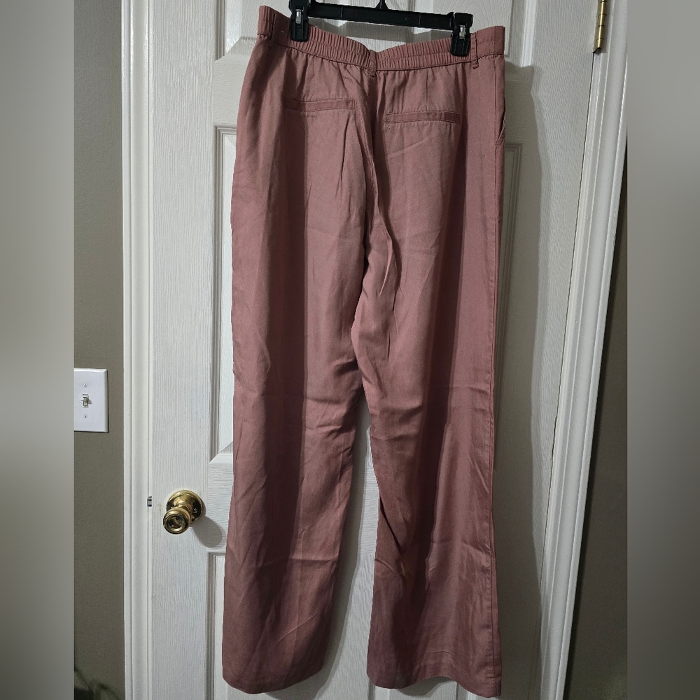 Abercrombie & Fitch Tailored Wide Leg Blush Pink Trousers, High Waist, Baggy Fit - Picture 8 of 12